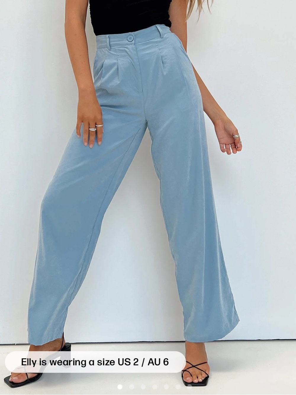 Princess Polly Archer Wide Leg Work Pants Trousers Dusty Blue